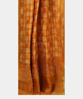 Yellow  Linen Printed Saree T4715282