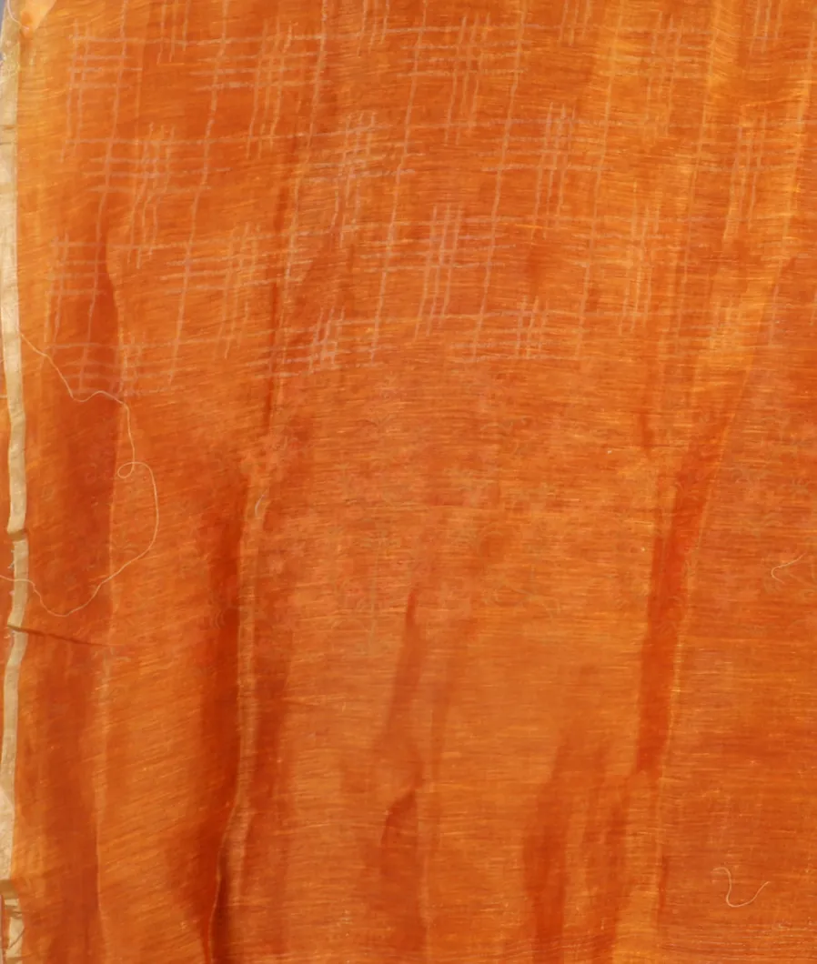 Yellow  Linen Printed Saree T4715283