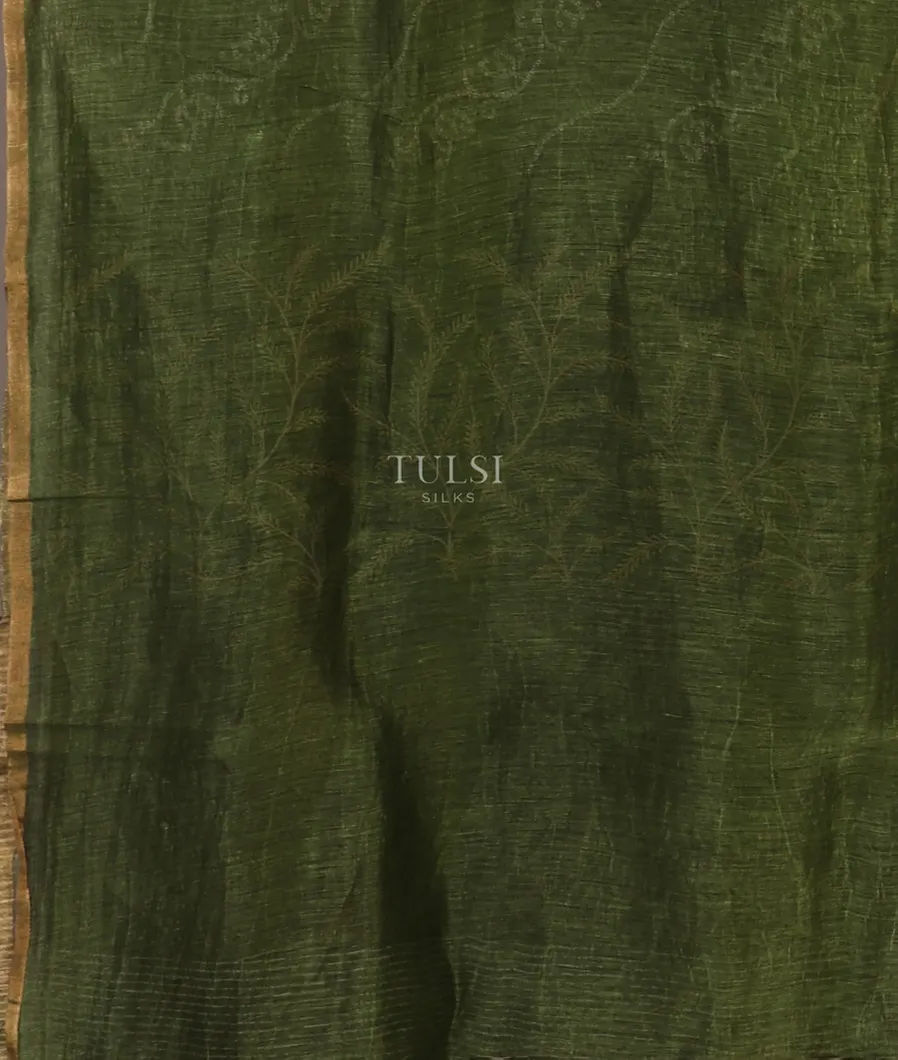 Green  Linen Printed Saree T4715153