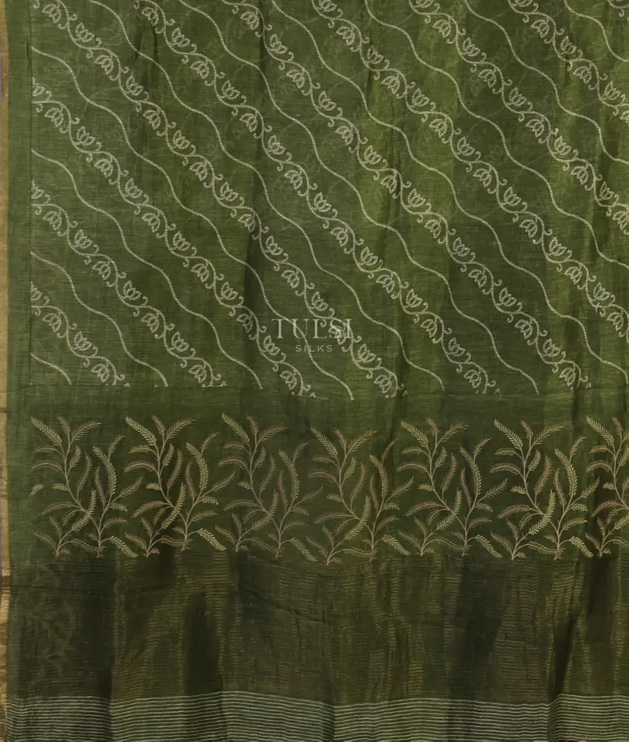 Green  Linen Printed Saree T4715154