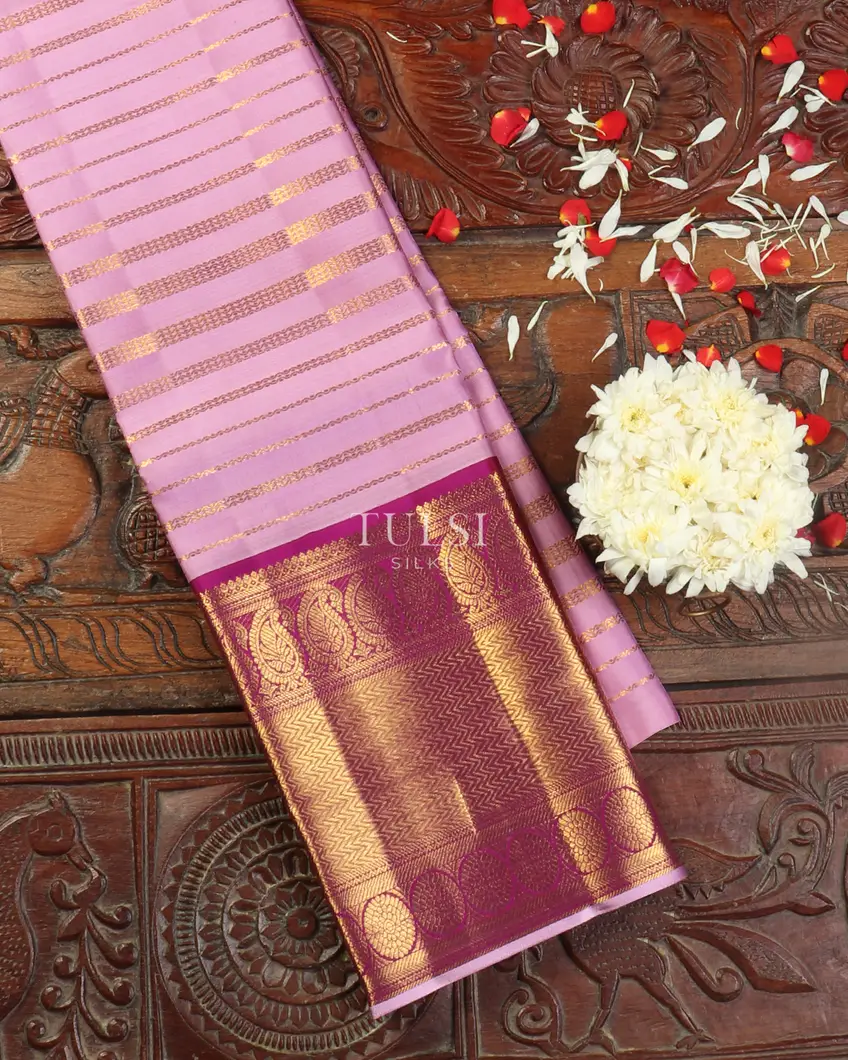 Lavender Handwoven Kanjivaram Silk Pavadai T499546-image