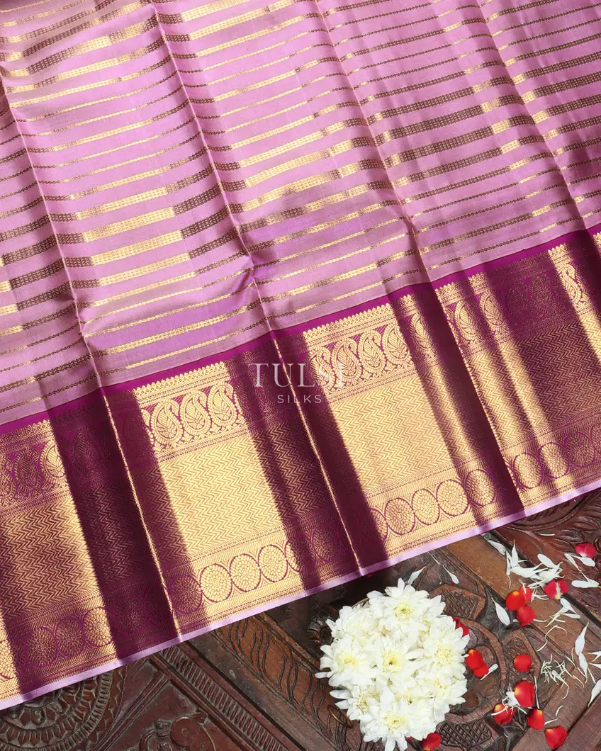 Lavender Handwoven Kanjivaram Silk Pavadai T4995462
