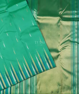 Bluish Green Kanjivaram Silk Saree T5009952