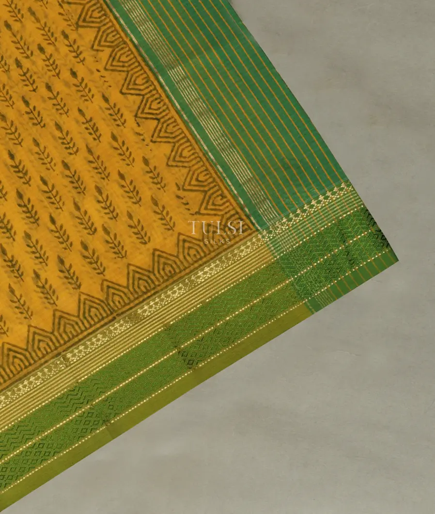 Yellow Maheshwari Printed Cotton Saree T490864-image