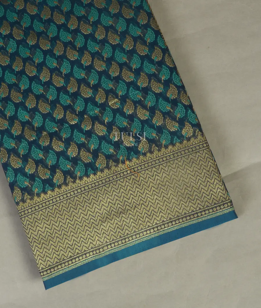 Blue Banaras Cotton Saree T496378-image
