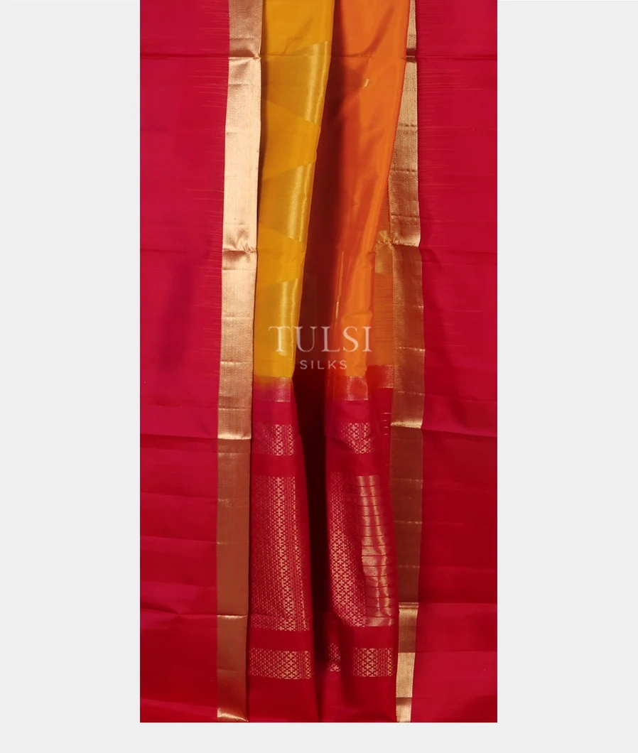 Yellow And Orange Soft Silk Saree T5015662
