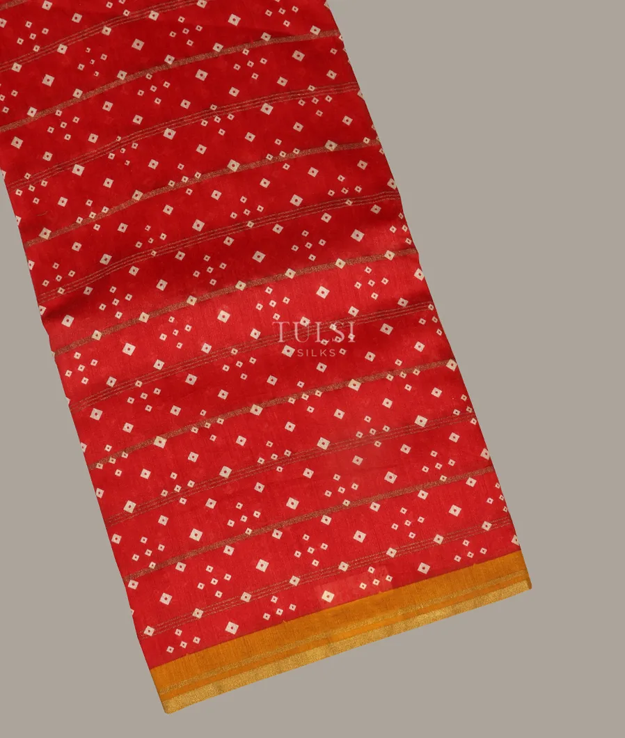 Red Soft Tussar Printed Saree T432053-image