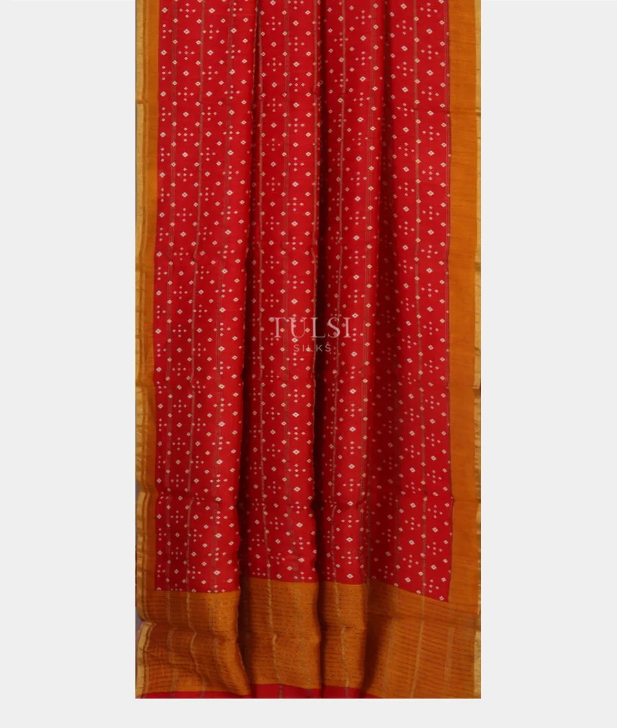 Red Soft Tussar Printed Saree T4320532