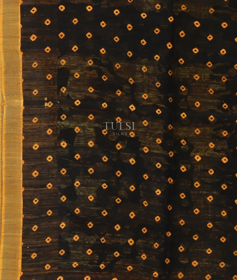 Black Tussar Printed Saree T4100793