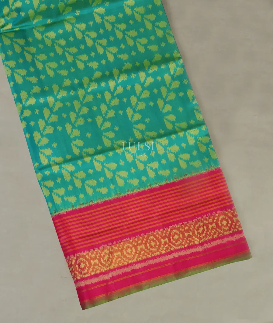 Bluish Green Patola Silk Saree T489749-image