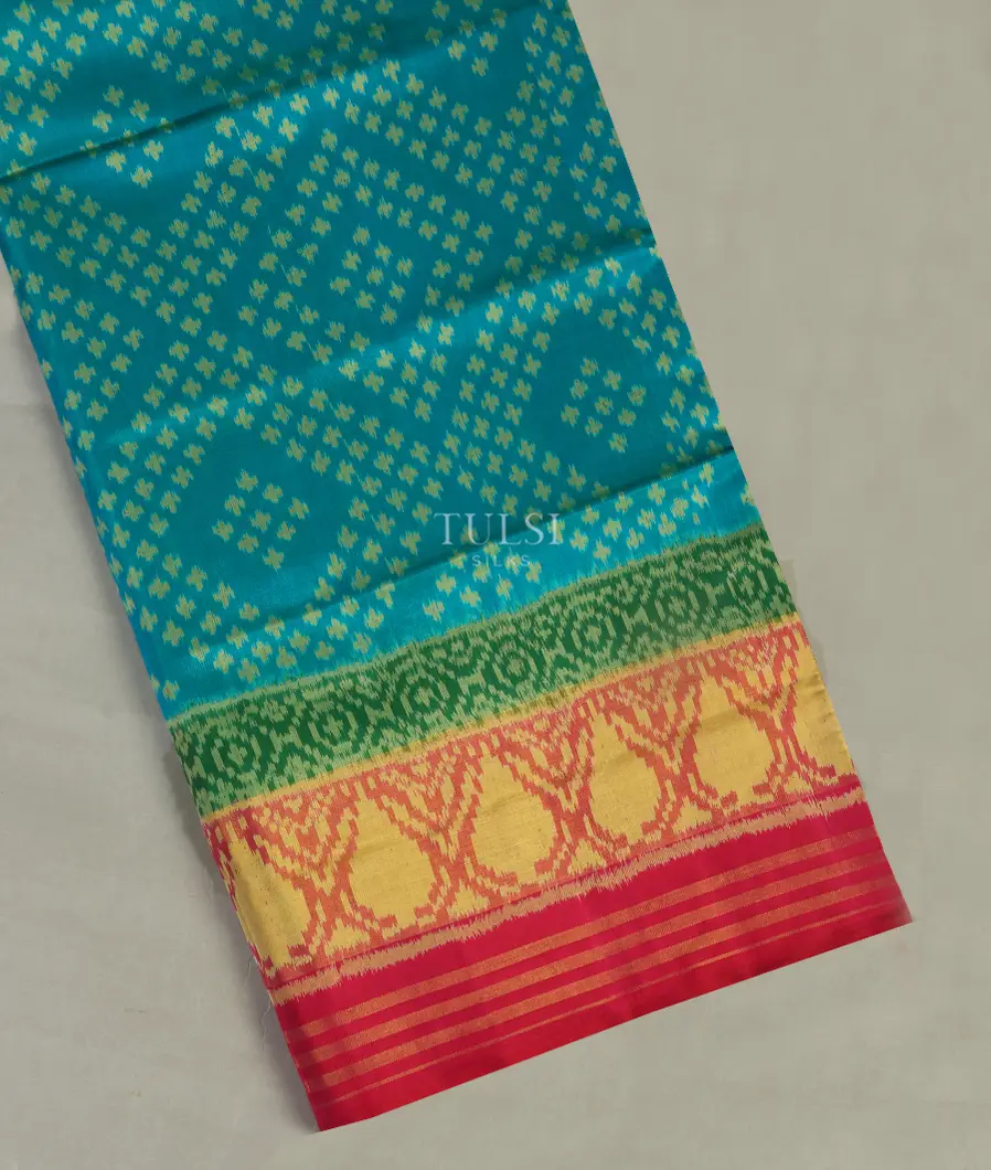 Bluish Green Patola Silk Saree T502026-image