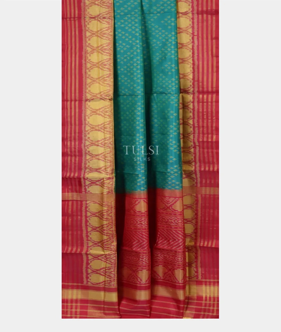 Bluish Green Patola Silk Saree T5020262