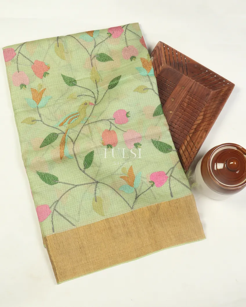 Green Silk Kota Embroidery Saree T496988-image
