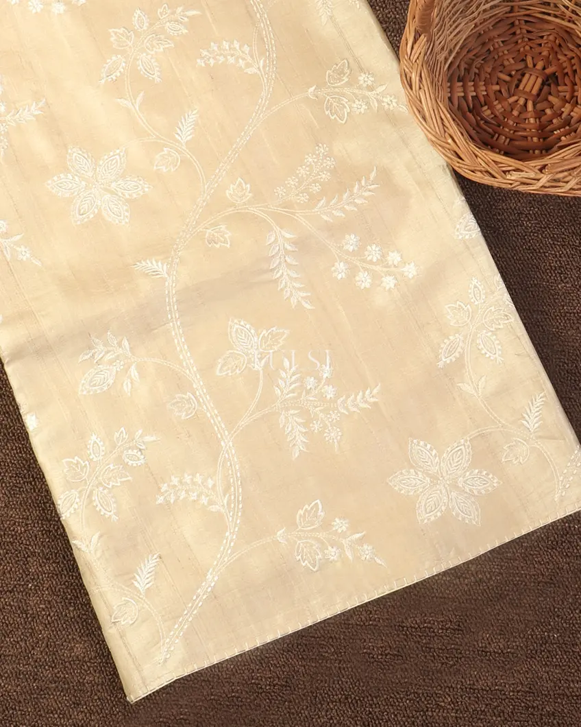 Beige Tussar Embroidery Saree T493301-image