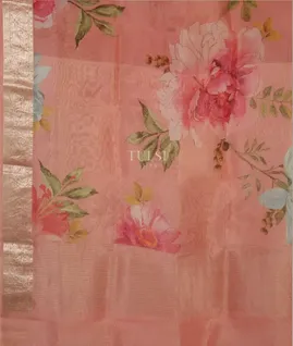Pink Kora Organza Printed Saree T4769264