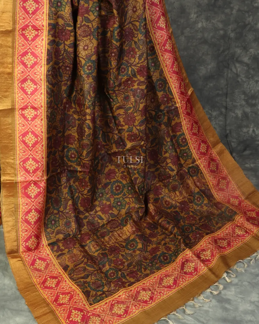 Brown Tussar Printed Saree T4945452