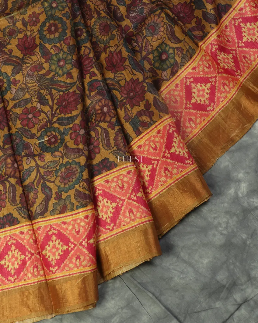 Brown Tussar Printed Saree T4945454