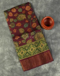 Purple Tussar Printed Saree T4945371