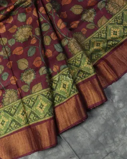 Purple Tussar Printed Saree T4945374