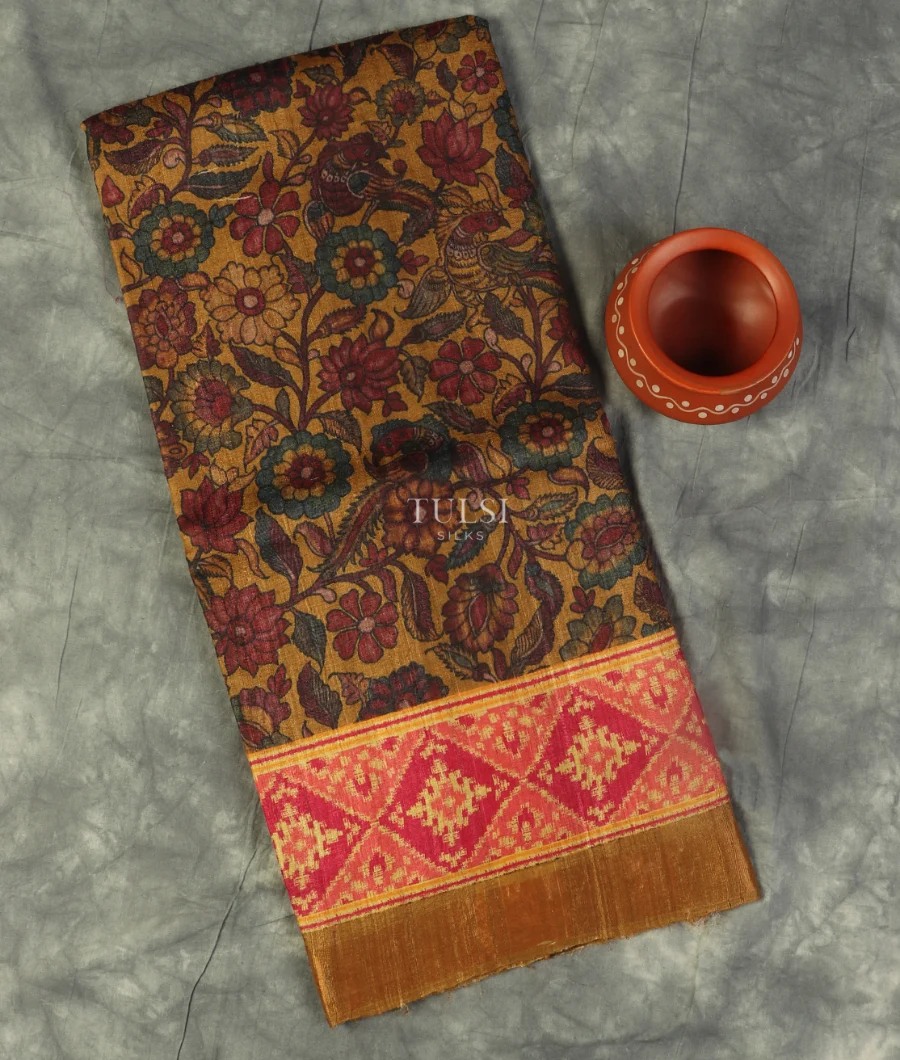 Brown Tussar Printed Saree T494545-image
