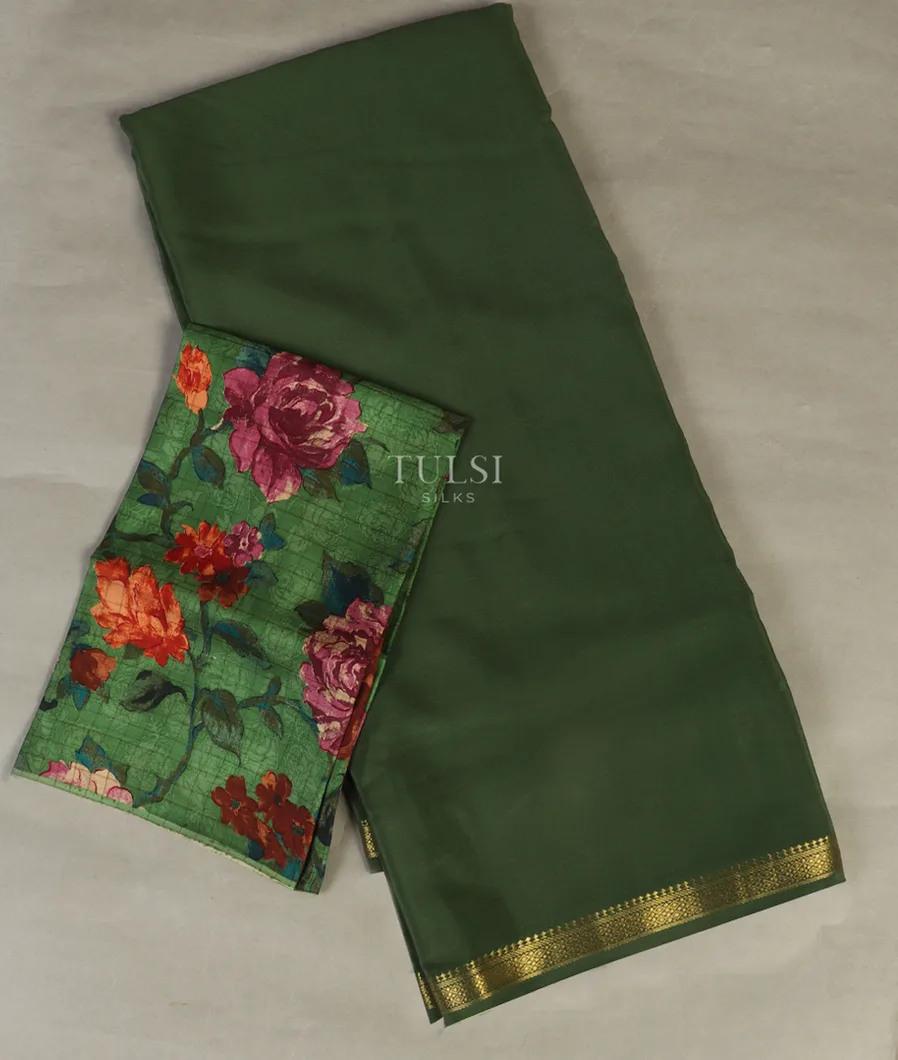 Green Mysore Crepe Silk Saree T473942-image