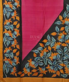 Pink Tussar Handpainted Saree T4332064