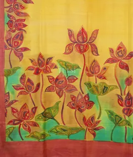 Yellow Pure Silk Saree T4836604