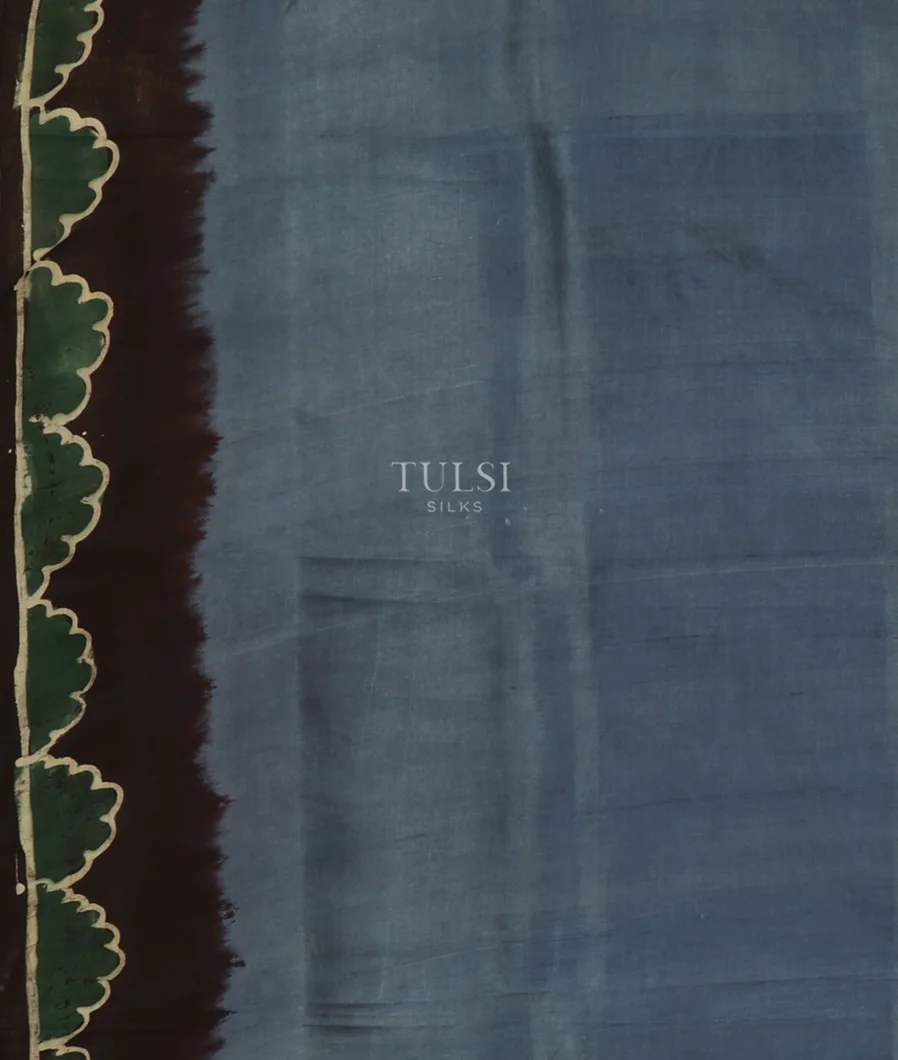 Deep Brown Batik Printed Silk Saree T3564023