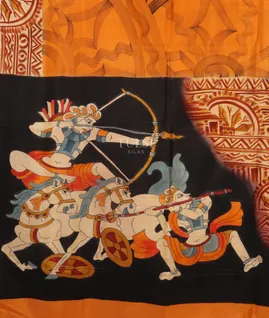 Rust Batik Printed Silk Saree T3564054