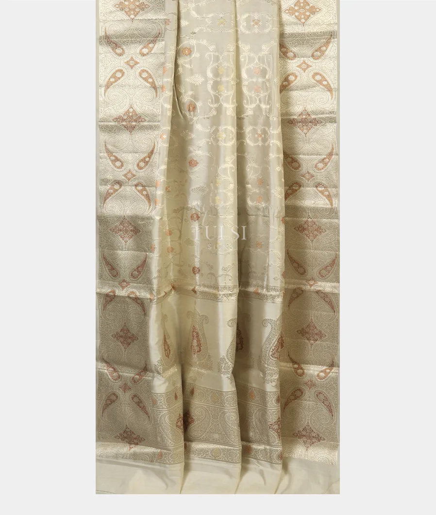 White Chaniya Silk Saree T4606762