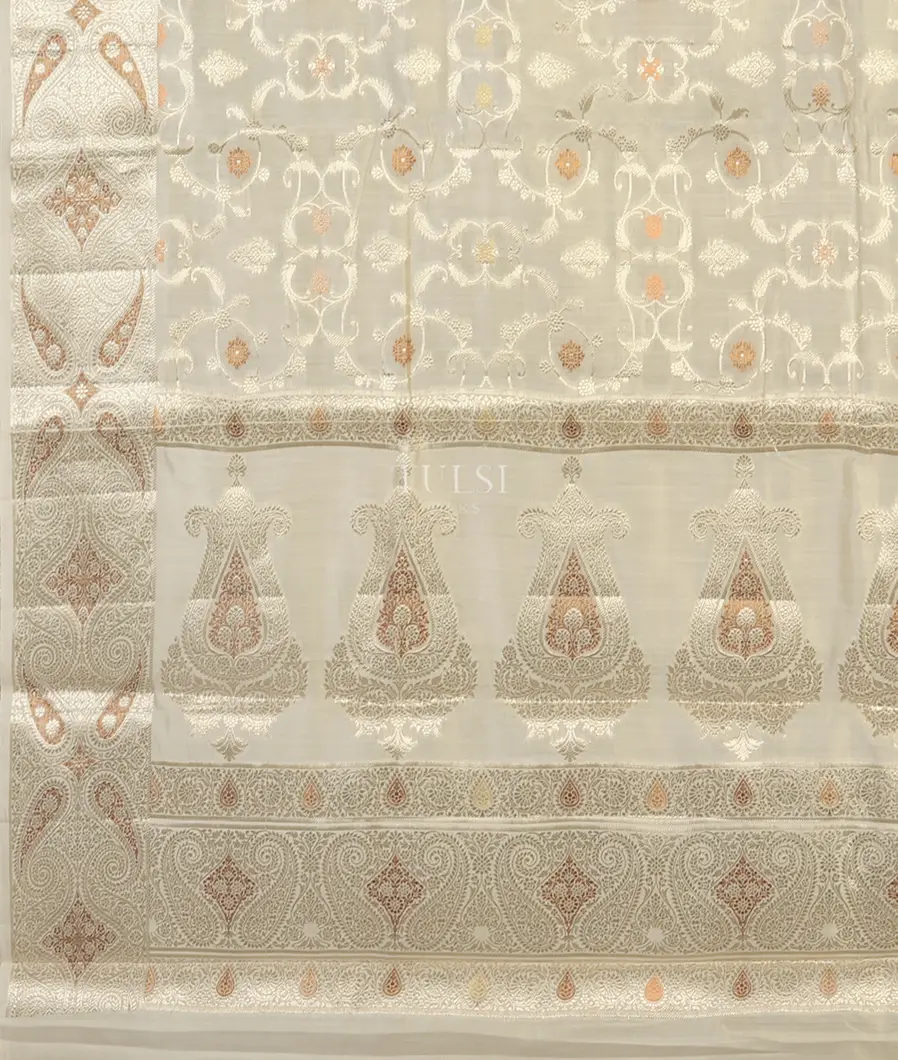 White Chaniya Silk Saree T4606764