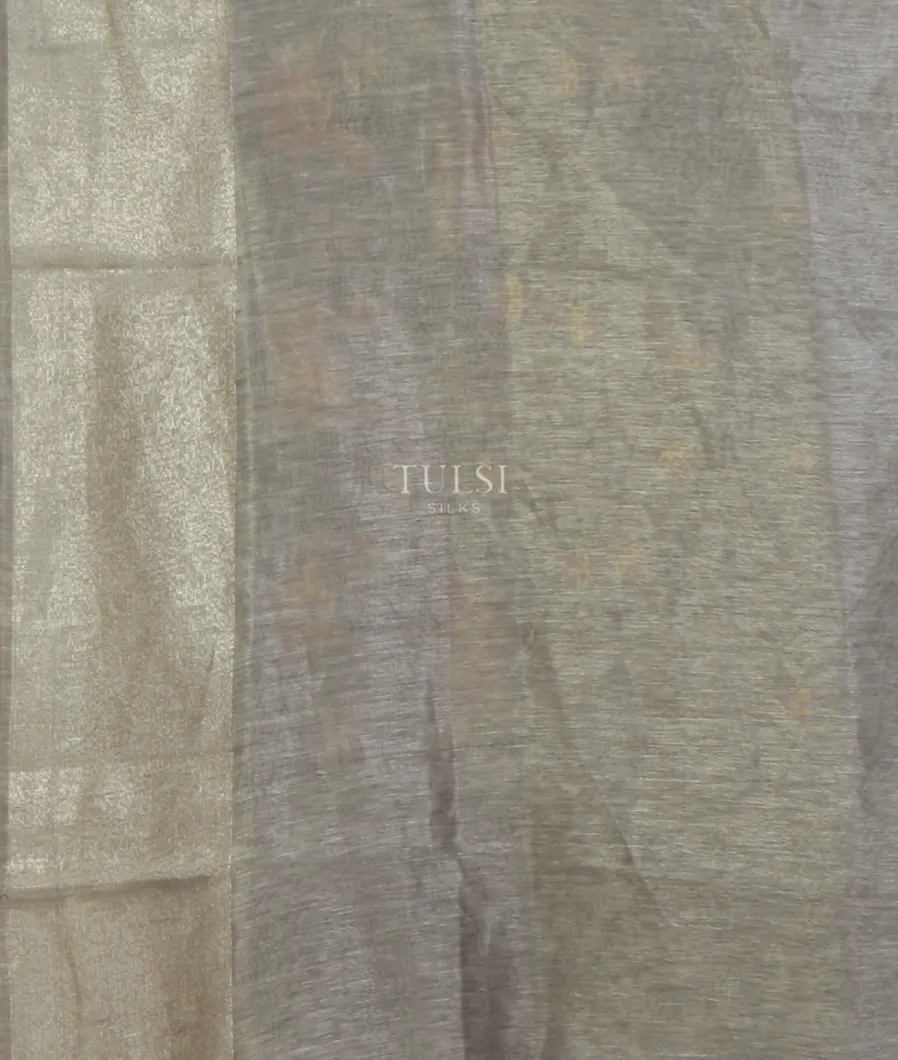 Grey Linen Embroidery Saree T4688193