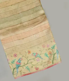 Yellow Tussar Embroidery Saree T5035521
