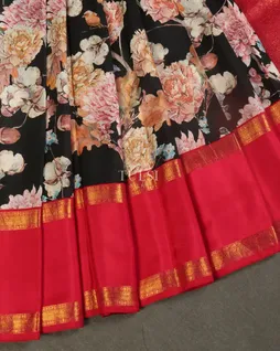 Black Printed Kanjivaram Silk Saree T4784154