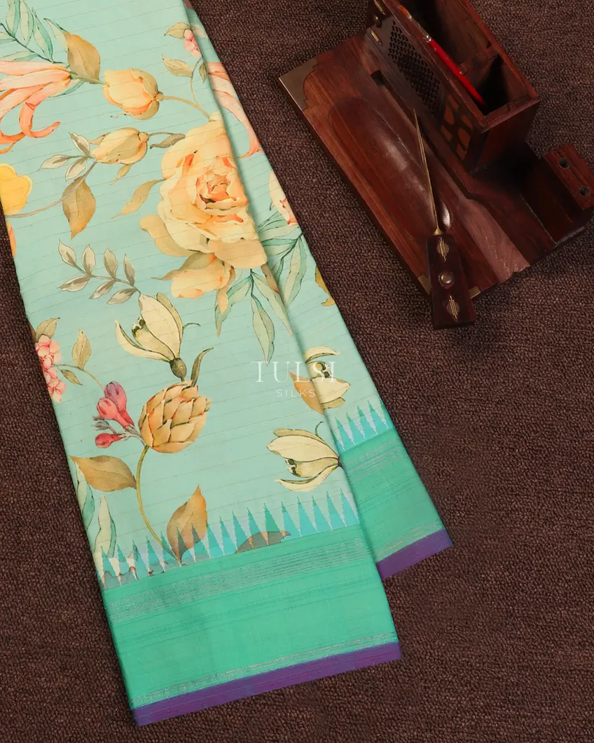 Blue Printed Kanjivaram Silk Saree T478420-image