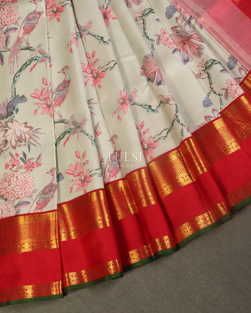 Grey Printed Kanjivaram Silk Saree T4301474