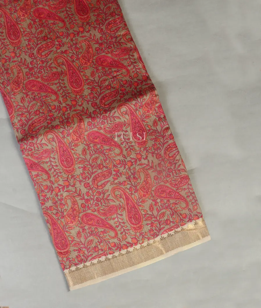 Grey Tussar Printed Saree  T473983-image