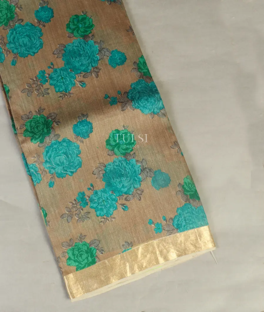 Grey Tussar Printed Saree T380128-image