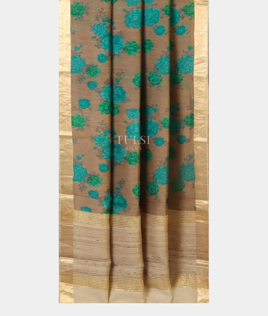 Grey Tussar Printed Saree T3801282