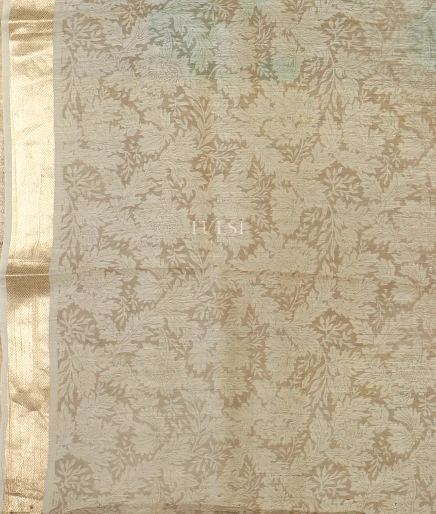 Grey Tussar Printed Saree T3801283