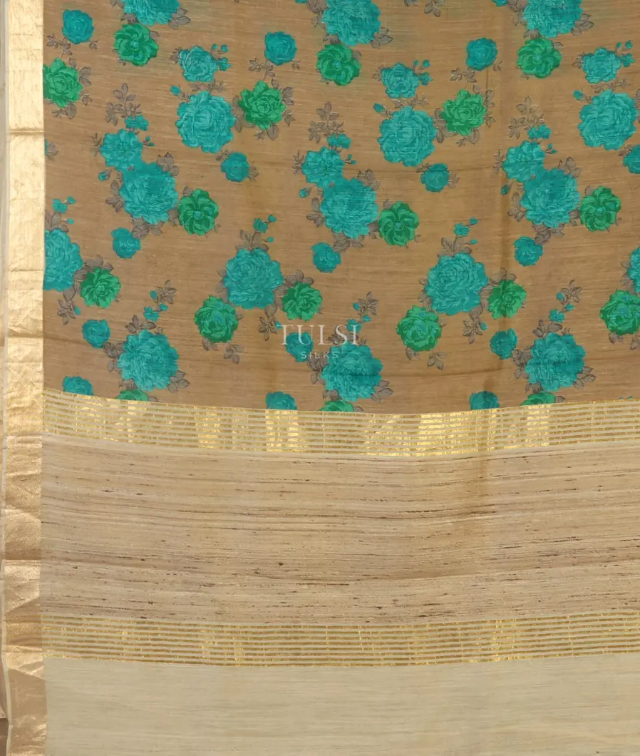 Grey Tussar Printed Saree T3801284