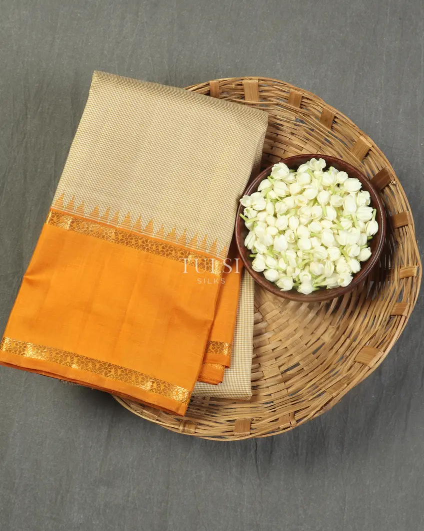 Cream and Beige Kanjivaram Silk Saree T501458-image