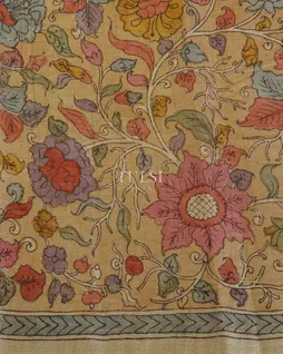 Blue Tussar Handpainted Kalamkari Saree T5049833