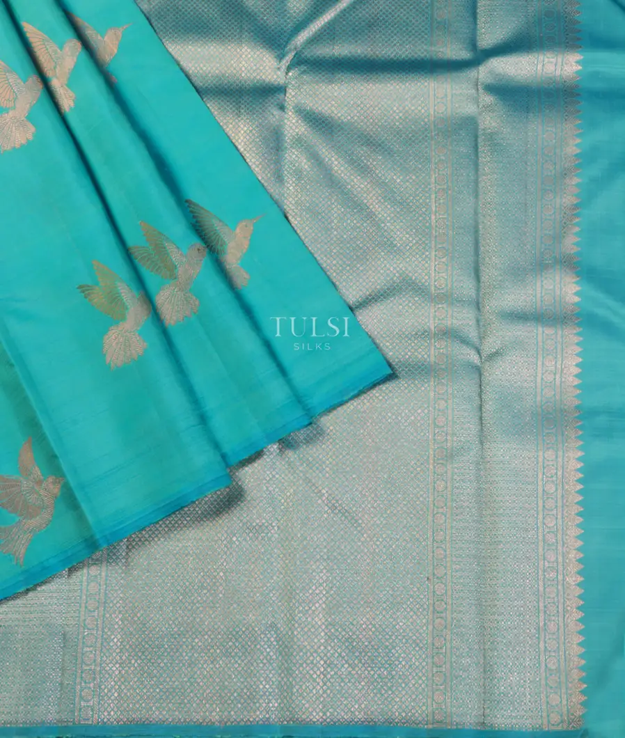 Blue Handwoven Kanjivaram Silk Saree T4946844