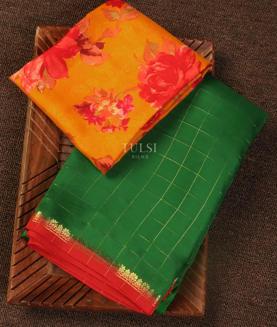 Green Mysore Silk Saree T500243-image