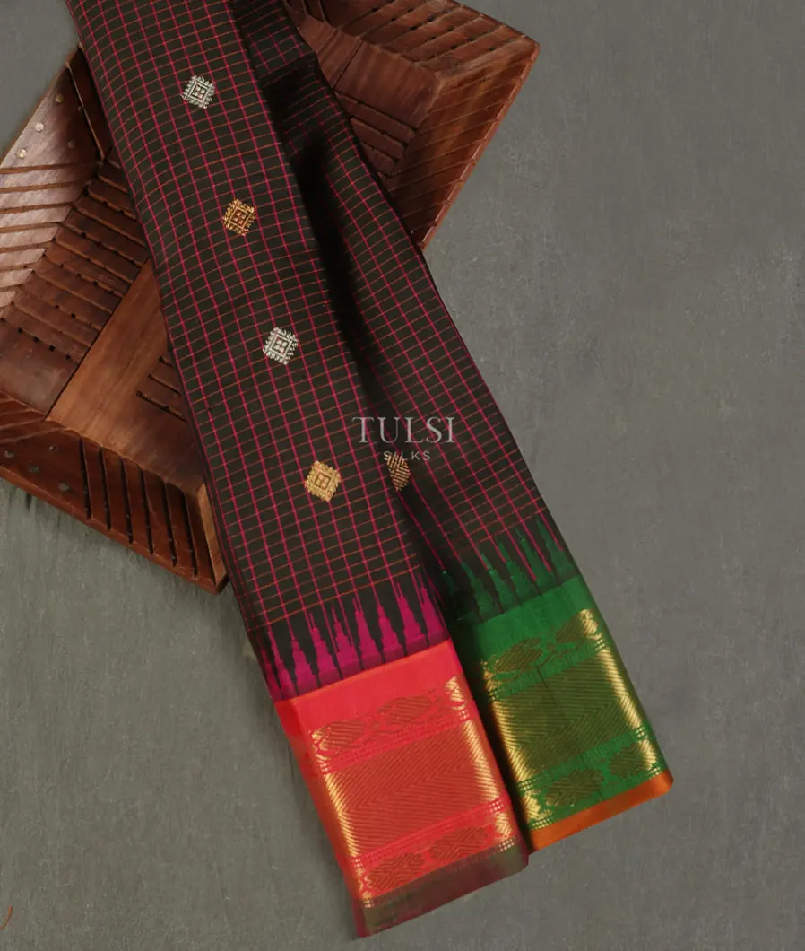 Black Gadwal Silk Saree T487318-image