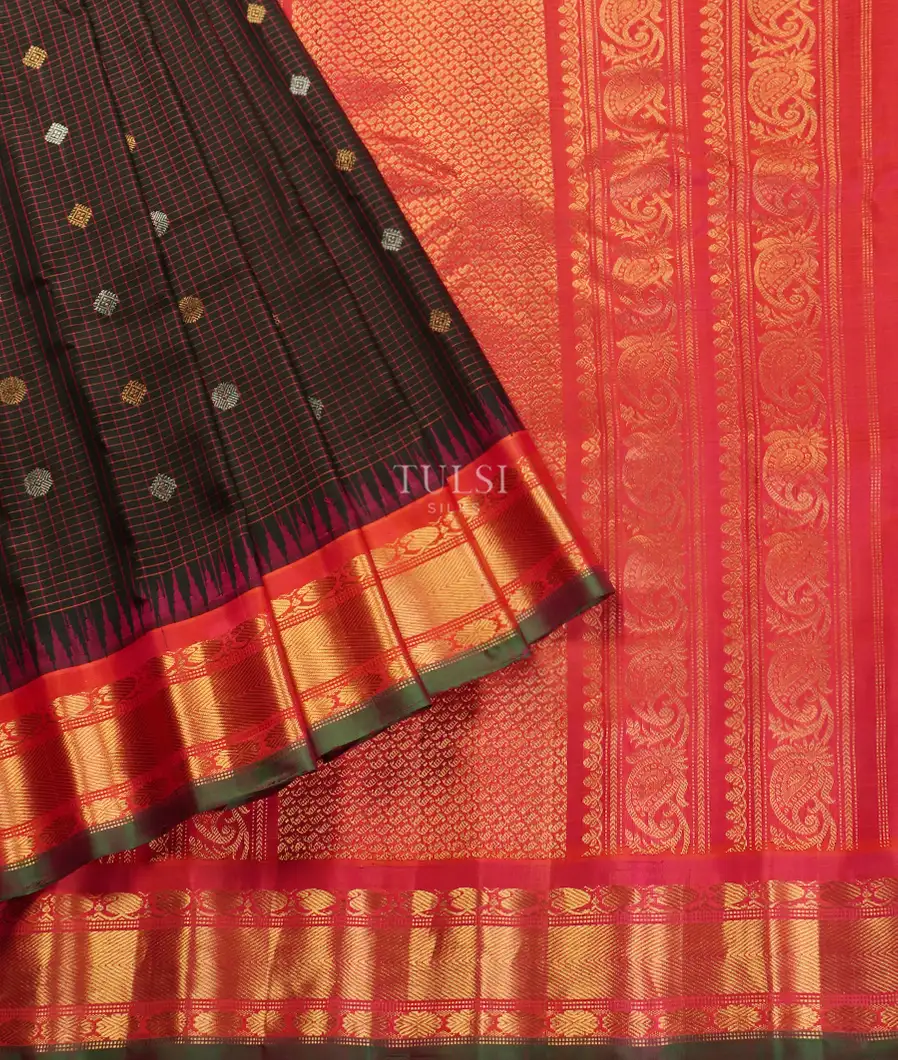 Black Gadwal Silk Saree T4873182