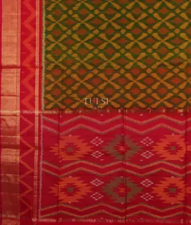 Green Pochampalli Silk Cotton Saree T5056074