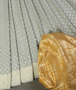 Bluish Grey Mysore Crepe Silk Saree T4813155