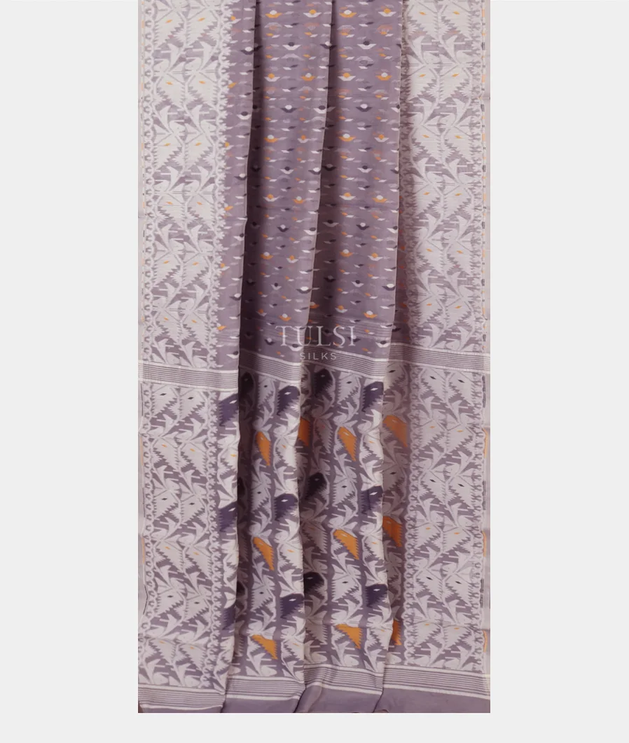 Lavender Dhakai Cotton Saree T5048452